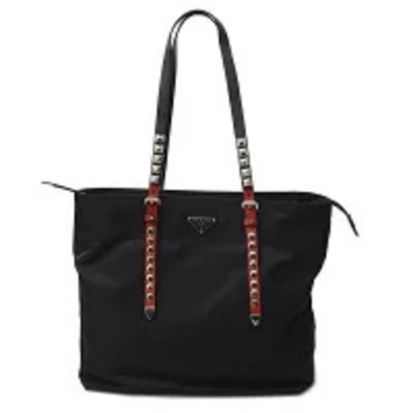 Prada Handbags - Prada Tote Bag Shoulder Studded Black